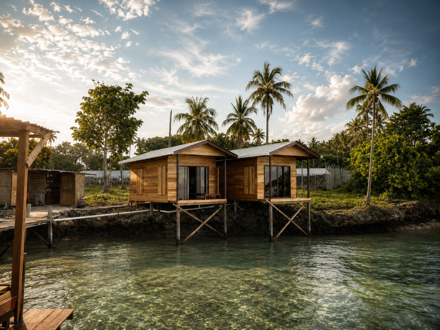 Luma Selakan Dive Lodge built exterior on Pulau Selakan
