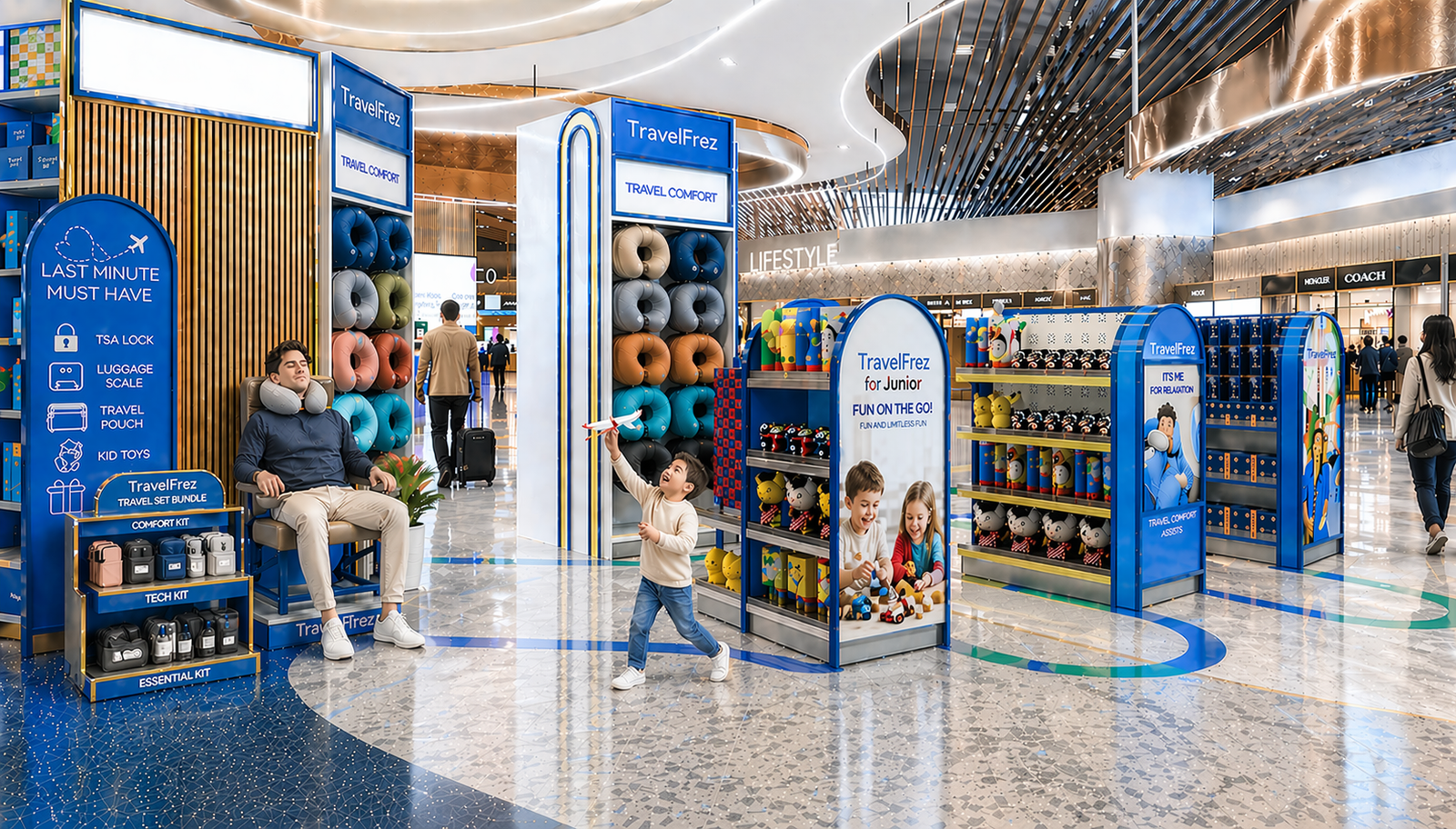 TravelFrez Experience Point within the airport concourse at KLIA2